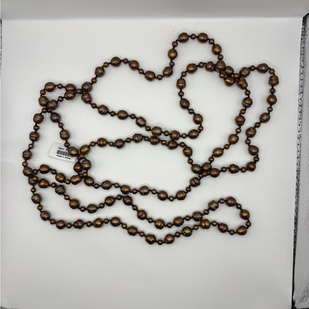 289- NWT 30 inch Long Brown Pearl Necklace - Women Jewelry